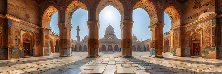 The Mosque of Sultan Hassan built between,
View to the courtyard of the Umayyad Mosque - obrazy, fototapety, plakaty