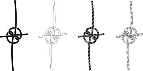 zeppelin bend also known as the Rosendahl Bend knot icon set - obrazy, fototapety, plakaty