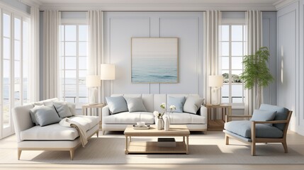 Fototapeta na wymiar Interior composition of modern sophisticated living room inspired with trending palette 