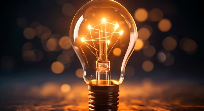 Close-up of a lightbulb filament, glowing, idea symbol