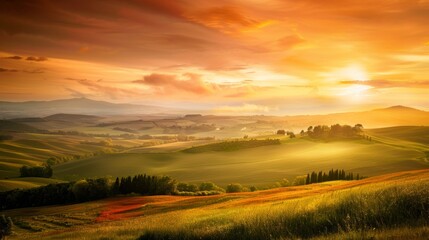 Peaceful Countryside Sunset Landscape