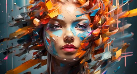 Colorful digital pixels, tech, abstract imagery