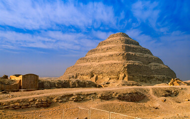 The Pyramid of Djoser, or Step Pyramid, is an archaeological site in the Saqqara necropolis, Egypt.