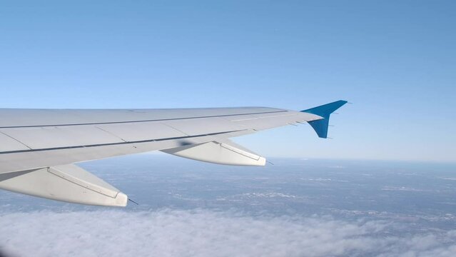 Airplane Wing in Flight with Place for Text