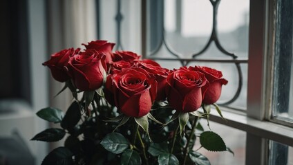 red roses in a vase