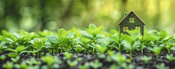 A house made of plants is growing in a field of green plants