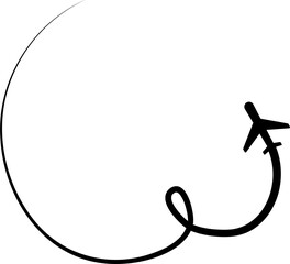 Airplane path icon, airline route, travel, flight