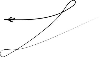 Airplane path icon, airline route, travel, flight