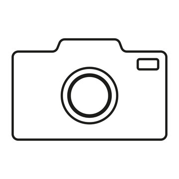 Camera icon, photography symbol. Digital capture device. Simple snapshot gadget. Vector illustration. EPS 10.