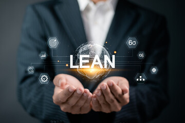 Lean manufacturing and six sigma management. Quality standard in industry, continuous improvement, reduce waste, improve productivity and efficiency.