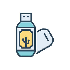 Color illustration icon for usb  drive