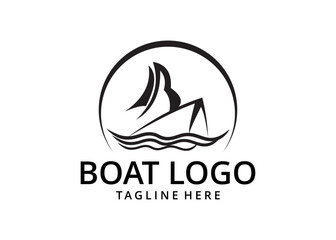 Vector graphic illustration of sailing ship and boat concept logo design template