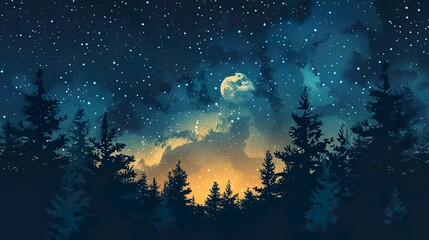 Obraz na płótnie Canvas Starry night sky scene