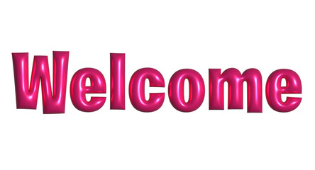 Welcome 3d inflated lettering text.  PNG isolated on a transparent background
