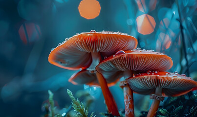 a close up of beautiful mushrooms, Generative AI  - Powered by Adobe