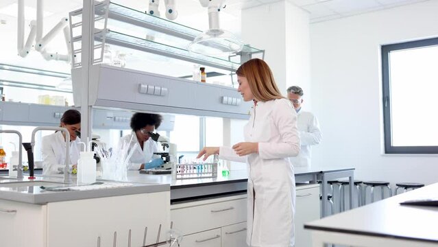 Woman working on a computer at the lab