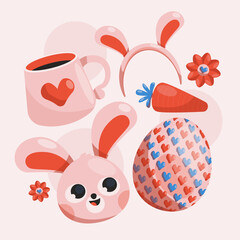 Cute Playful Easter Egg Vetor Set