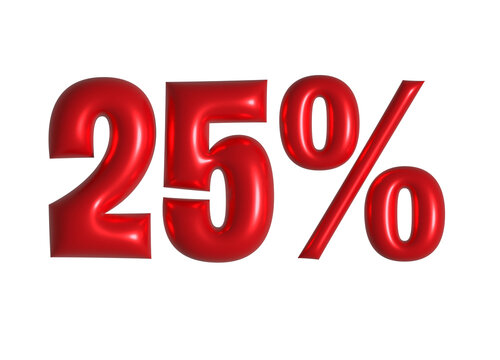 Twenty-five percent 3d illustration.25 percent PNG 