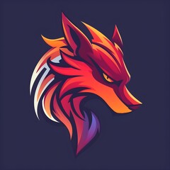 Mythical Dragon Emblem: Flat Vector Logo for Gaming Brands