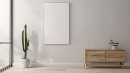 White canvas for mockup with blurred brick wall luxury room interior