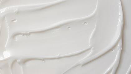 Fototapeta na wymiar The white surface of the cream lotion softens the background., texture, top view, close up