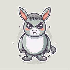 serious donkey animal character mascot with angry expression isolated cartoon