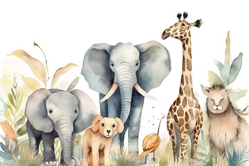 Illustration Animals Watercolor Safari