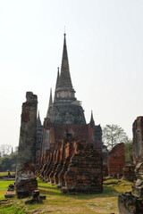 Obraz premium Wat Phra Si Sanphet One of the World Heritage Sites of Ayutthaya Province, Thailand, built in 1492, currently remaining in condition as seen in the picture, taken on 23-02-2024.