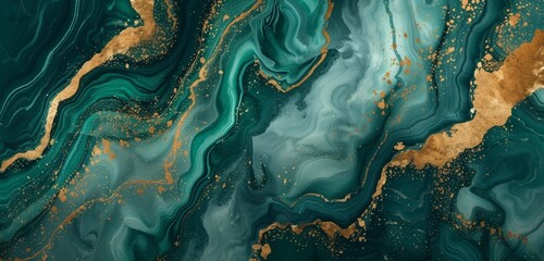Abstract marble wallpaper background , luxury marble texture gold and teal green tone