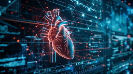 Cardiology research lab powered by quantum computing - obrazy, fototapety, plakaty