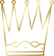 Royal crown of gold set. Element drawn by hand