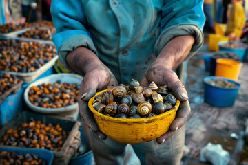 Postcard from Morocco: Fresh snailx escargots served from a street stand at Jemaa_el-Fnaa, Marrakech
