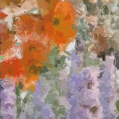 Oil Painting and Various Flowers, Lotus Leaves, Lotus Flowers, Beautiful Wedding Illustrations