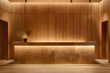 Interior of hotel reception desk minimalist design