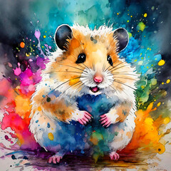 컬러 햄스터, a hamster drawn in color ink