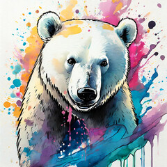 컬러 북극곰, a polar bear drawn in color ink