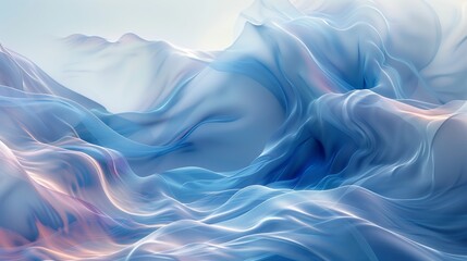 Abstract silky fabric waves in soothing blue tones, fluid and smooth textile background.
