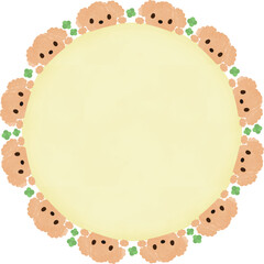 イラスト, かわいい, ベクター, 素材, 花, 可愛い, キュート, 犬, ドッグ, 植物, 動物, 挿絵, 自然, ナチュラル, カット, デザイン, プードル, ガーリー, クローバー, 四葉, グラフィック, フレーム, トイプードル, ふわふわ, 愛犬, アプリコット, 薄茶色, 円, サークル, 曼荼羅, 犬好き, 枠, 春, 見出し, アクセント, 繰り返し, リピート,  モコモコ