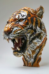 sculpture of a tiger's head