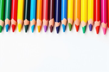 Colored pencils background. Color pencils on white background.