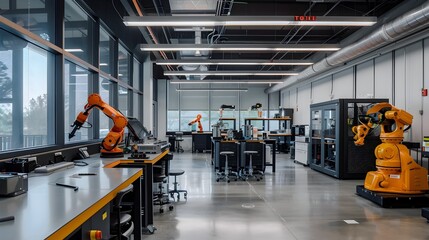 Cutting-Edge Robotics Lab An Inspiring Workspace for Innovative Creations and Experimentations in the Tech Industry