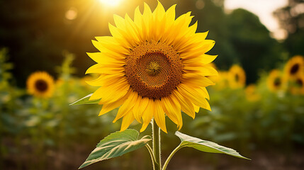 A  radiant yellow sunflower in the field 