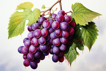 Fototapeta premium Grapes fruit watercolor painting