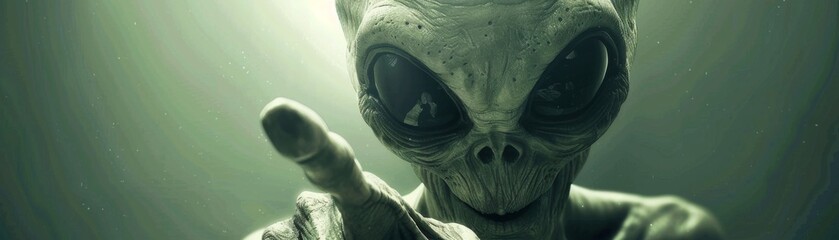 First contact: Alien ambassador delivering a historic speech to humanity, peace and diplomacy - obrazy, fototapety, plakaty