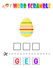Word scramble. Easter egg. educational sheet for children