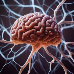  Microscopic close-up of active nerve cells in the human brain.
