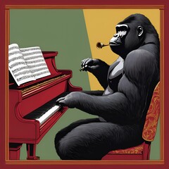 gorilla playing the piano. generative ai