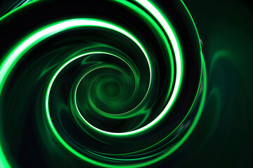 Abstract green spirals on black background