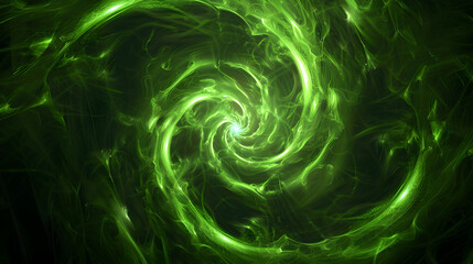 Abstract green spirals on black background