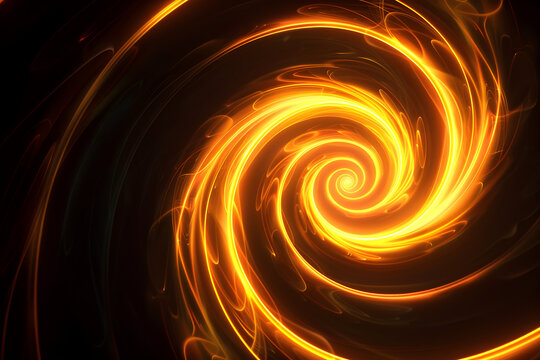 abstract yellow spirals on black background